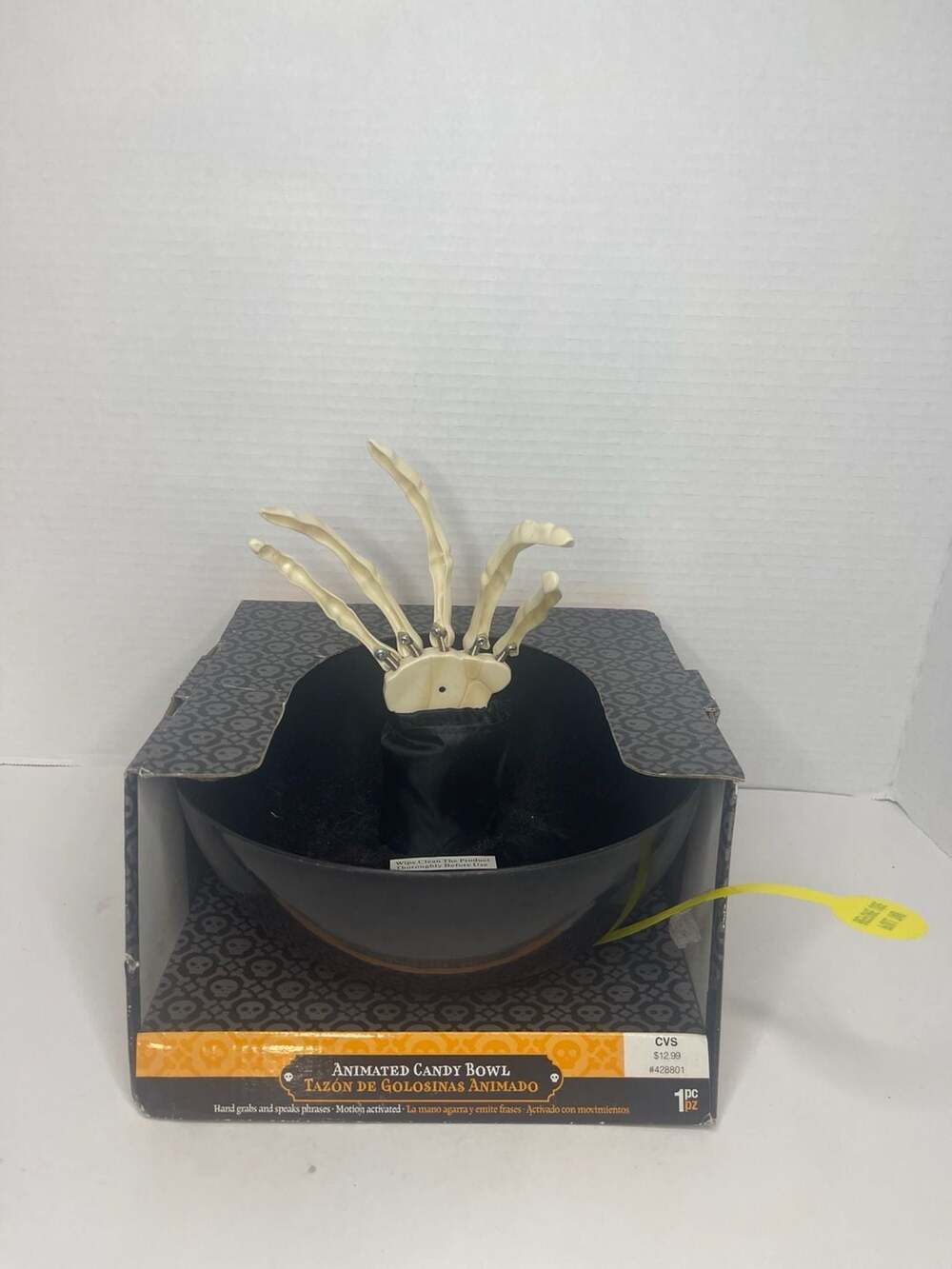 NIB 2011 Gemmy Animated Candy Bowl Skeleton Hand Motion Activated Halloween